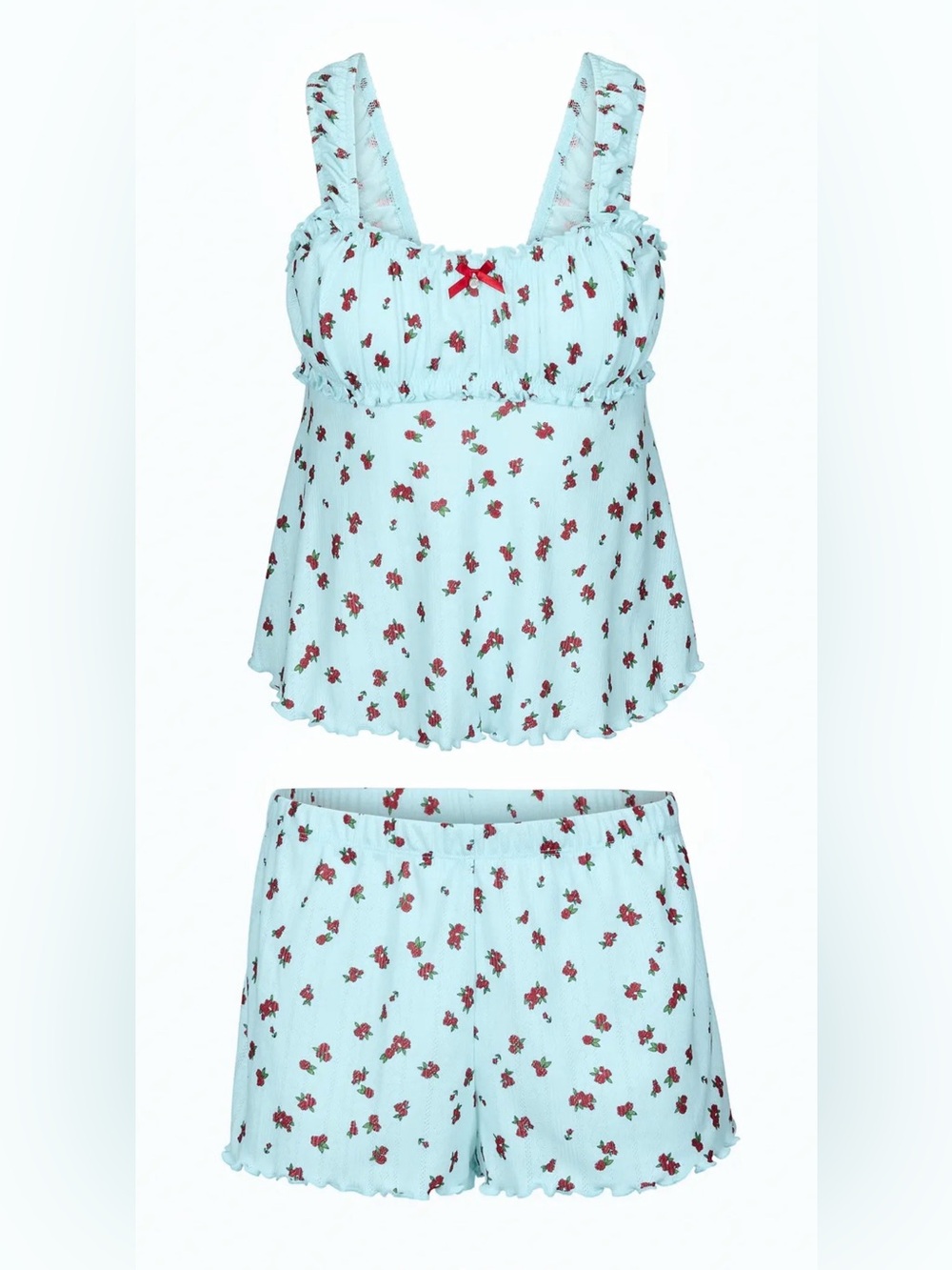 Adore Me Leanore Blue Floral Pointelle Cami & Short Sleepwear Set Women’s 2X
